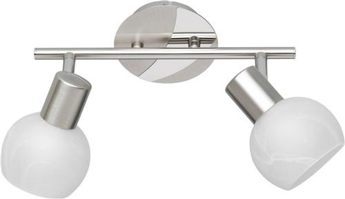 LED Plafondspot - Torna Besina - E14 Fitting - 2-lichts - Rond - Mat Nikkel - Aluminium