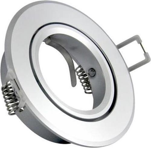 Inbouw spot GU10 - aluminium - rond armatuur - gepolijst - zilver/zilver 95mm
