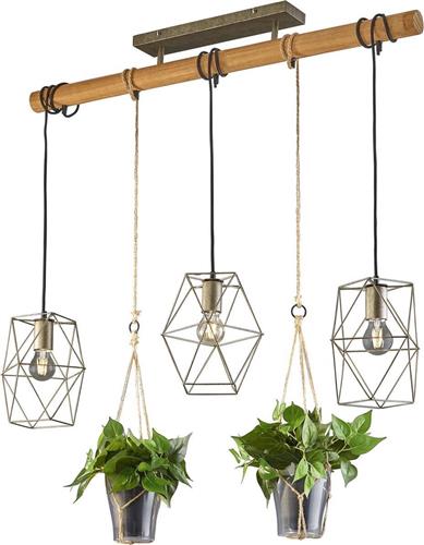 LED Hanglamp - Trion Plantan - E27 Fitting - 3-lichts - Rechthoek - Antiek Nikkel - Aluminium