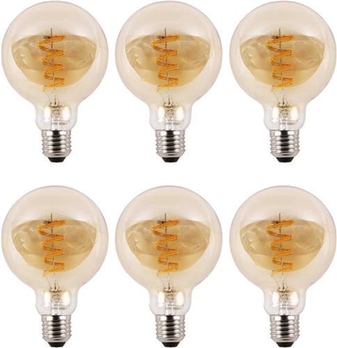 Voordeelset van 6 Zigbee E27 spiraal filament G95 lampen - Dual White - amberkleurig - slimme bediening met Smart Life app - Smart lamp - Slimme verlichting