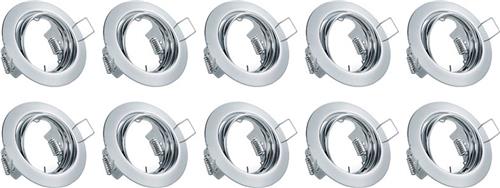 Spot Armatuur 10 Pack - Torna - GU10 Inbouwspot - Rond - Chroom - Aluminium - Kantelbaar Ø83mm