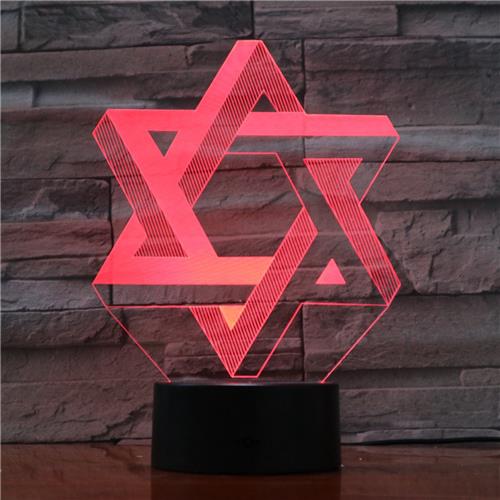 3D Led Lamp Met Gravering - RGB 7 Kleuren - Ster