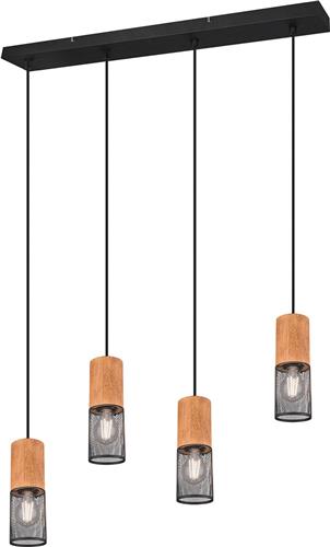 LED Hanglamp - Trion Yosh - E27 Fitting - 4-lichts - Rond - Mat Zwart - Aluminium