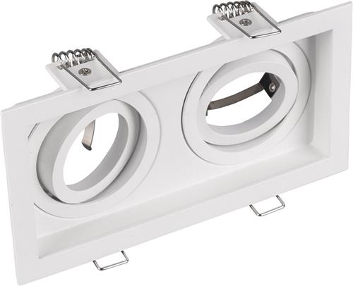 Spot Armatuur GU10 - Trion Kenan - GU10 Inbouwspot - Rechthoek - 2-lichts - Wit - Aluminium - Verdiept - Kantelbaar - Ø90