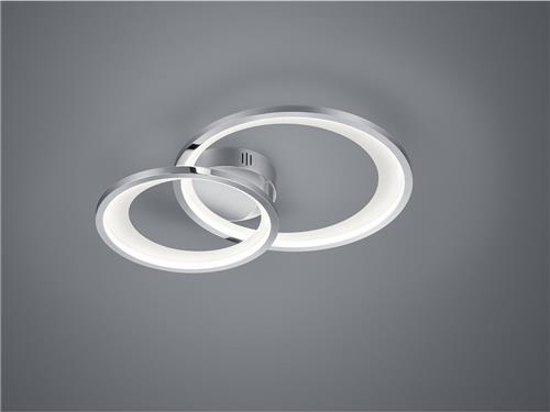 LED Plafondlamp - Trion Granity - 29W - Warm Wit 3000K - Dimbaar - Ovaal - Mat Chroom - Aluminium