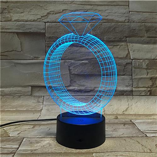 3D Led Lamp Met Gravering - RGB 7 Kleuren - Ring