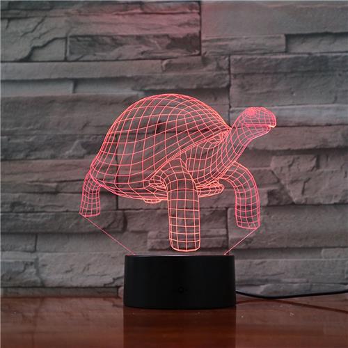 3D Led Lamp Met Gravering - RGB 7 Kleuren - Schildpad