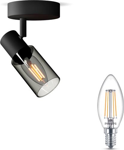 Philips Palms Opbouwspot (Zwart) - Warmwit Licht - Wandspot of Plafondspot met 1 Lichtpunt - E14 - Niet Dimbaar