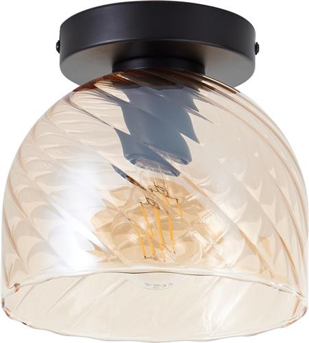 Brilliant Casto - Plafondlamp - E27 max 1x25W - Glas - Amber - Zwart