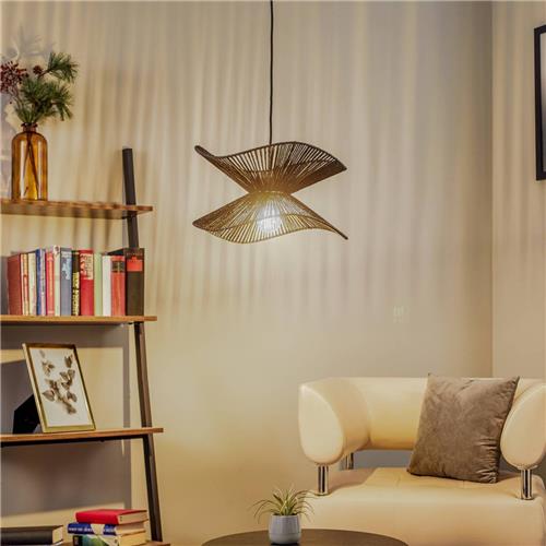 Lindby - hanglamp - 1licht - Papier, ijzer - H: 26 cm - E27 - zwart