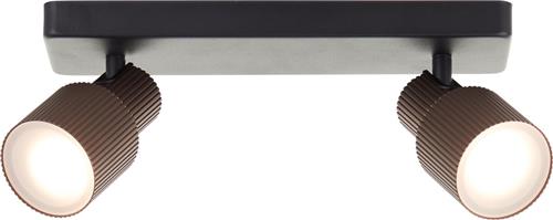 Brilliant Cadiz - Plafondspot - GU10 2x5W - 3000K - Zwart/Koper