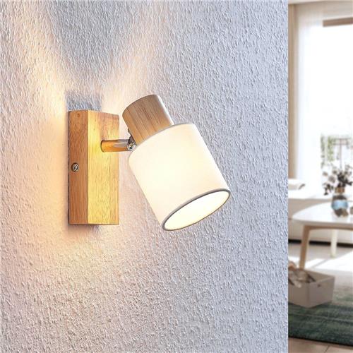 Lindby - buitenspot - 1licht - Hout, stof - H: 14 cm - E14 - licht hout, wit