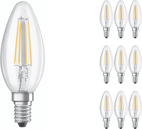 Voordeelpak 10x Ledvance CLASSIC LED E14 Kaars Filament Helder 4W 470lm - 827 Zeer Warm Wit | Vervangt 40W