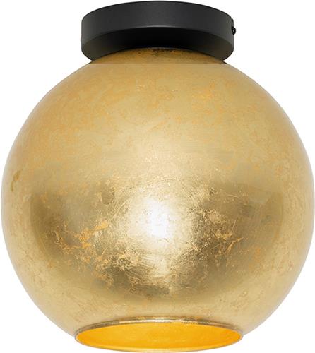 QAZQA bert - Design Plafondlamp - 1 lichts - Ø 30 cm - Zwart Goud - Woonkamer | Slaapkamer | Keuken