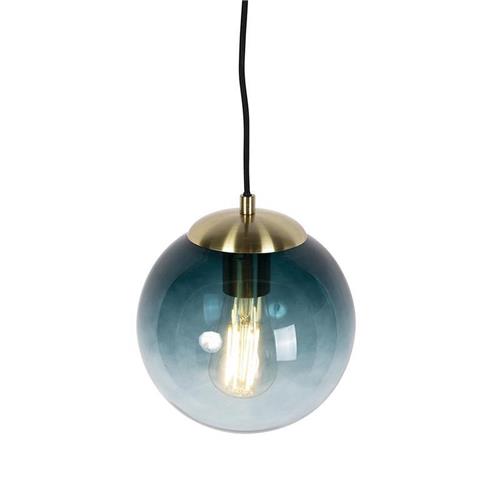 QAZQA pallon - Art Deco Hanglamp - 1 lichts - Ø 200 mm - Blauw - Woonkamer | Slaapkamer | Keuken
