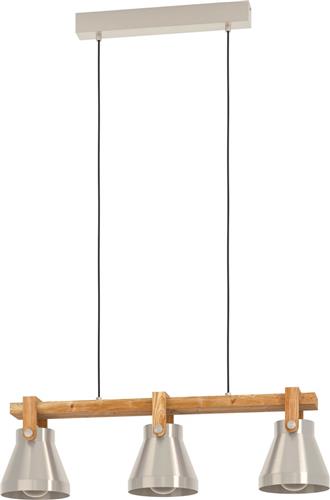 EGLO Cawton Hanglamp - E27 - 76 cm - Grijs/Bruin - Staal/Hout