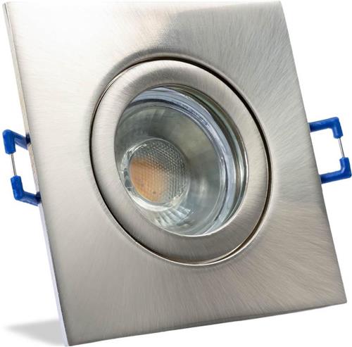 IP44 LED Inbouwspot Freya - badkamer of buiten - Vierkante spot - Nikkel mat - Koel Wit - 4000K - 3Watt - Philips
