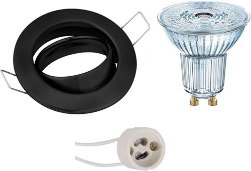 LED Spot Set - OSRAM Parathom PAR16 940 36D - GU10 Fitting - Dimbaar - Inbouw Rond - Mat Zwart - 3.7W - Natuurlijk Wit 4000K - Kantelbaar Ø82mm