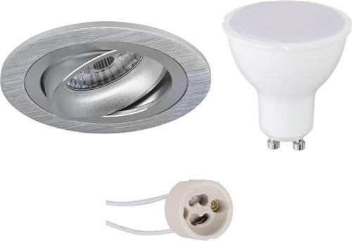 LED Spot Set - Proma Alpin Pro - GU10 Fitting - Inbouw Rond - Mat Zilver - 4W - Helder/Koud Wit 6400K - Kantelbaar Ø92mm