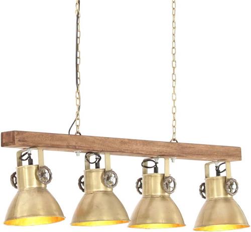 vidaXL Plafondlamp industrieel E27 mangohout messingkleurig