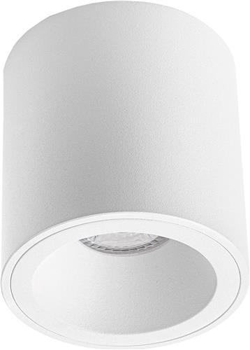 Opbouwspot GU10 - Pragmi Cliron Pro - Opbouw Rond - Mat Wit - Aluminium - Verdiept - Ø90mm