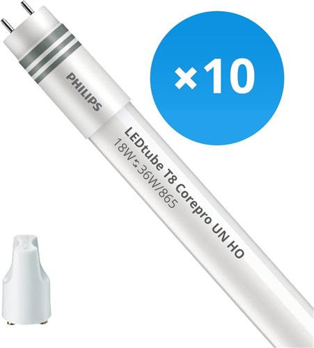 Voordeelpak 10x Philips LED Buis T8 CorePro (UN) High Output 18W 2000lm - 865 Daglicht | 120cm - Vervangt 36W