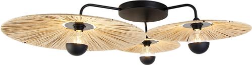QAZQA leia - Landelijke Plafondlamp - 3 lichts - Ø 110 cm - Naturel - Woonkamer | Slaapkamer
