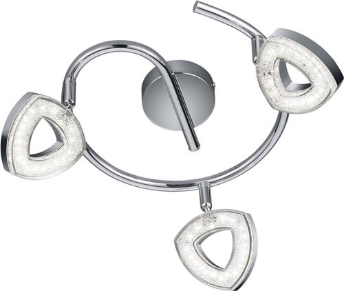 LED Plafondspot - Trion Turon - 12W - Warm Wit 3000K - 3-lichts - Rond - Mat Chroom - Aluminium