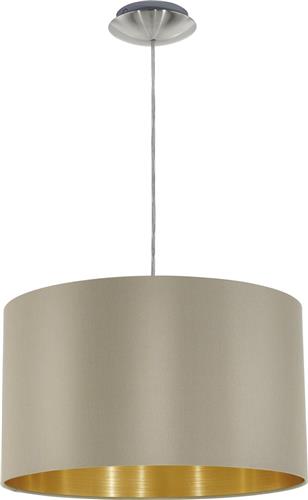 EGLO Maserlo - Hanglamp - 1 Lichts - Ø38 cm - Stof - Taupe, Goud