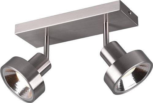 LED Plafondspot - Trion Leonida - GU10 Fitting - 2-lichts - Rechthoek - Mat Nikkel - Aluminium