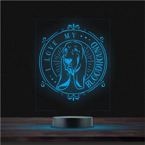 Led Lamp Met Gravering - RGB 7 Kleuren - I Love My Bloodhound