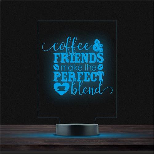Led Lamp Met Gravering - RGB 7 Kleuren - Coffee & Friends