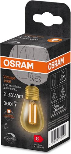 Osram E27 LED Edison Lamp - 4.8W Goud 2200K 220V 822 - 320° Dimbaar