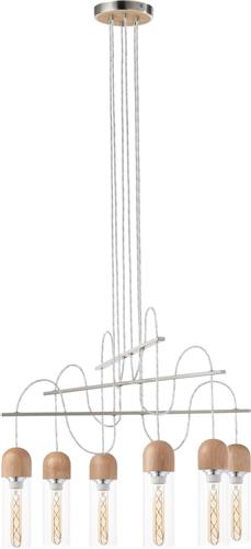 EGLO Zacharo 1 Hanglamp - E27 - Hout;Staal;Glas - Grijs;Bruin
