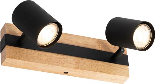 QAZQA jeana - Moderne Wand en Plafondspot | Spotje | Opbouwspot - 2 lichts - L 26 cm - Naturel - Industrieel - Woonkamer | Slaapkamer | Keuken