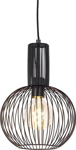 QAZQA wire - Design Hanglamp - 1 lichts - Ø 250 mm - Zwart - Woonkamer | Slaapkamer | Keuken
