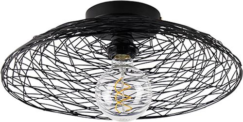QAZQA glan - Oosterse Plafondlamp - 1 lichts - Ø 400 mm - Zwart - Woonkamer | Slaapkamer | Keuken