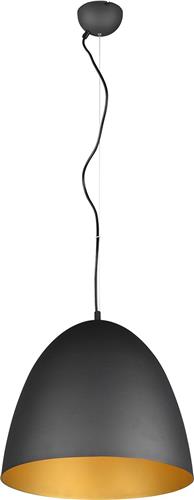 LED Hanglamp - Hangverlichting - Trion Lopez XL - E27 Fitting - 1-lichts - Rond - Mat Zwart/Goud - Aluminium