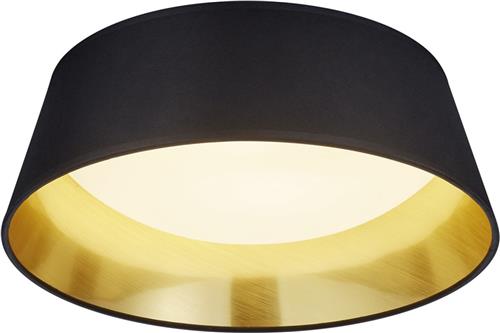 LED Plafondlamp - Plafondverlichting - Torna Pinton - 14W - Warm Wit 3000K - Rond - Mat Zwart - Textiel