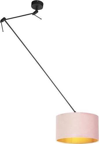 QAZQA blitz - Klassieke Hanglamp met kap - 1 lichts - L 380 mm - Zwart Goud - Woonkamer | Slaapkamer | Keuken