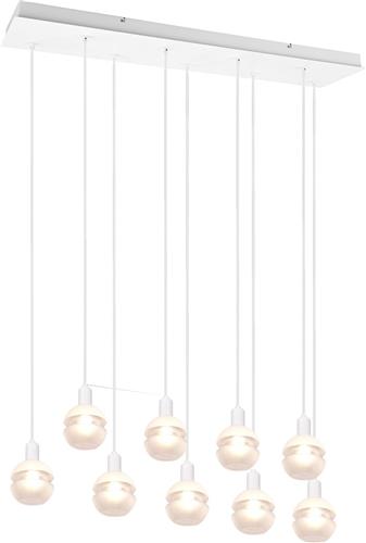 LED Hanglamp - Hangverlichting - Trion Merda - E14 Fitting - 9-lichts - Rechthoek - Mat Wit - Aluminium