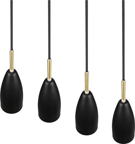 LED Hanglamp - Hangverlichting - Trion Farona - E14 Fitting - 4-lichts - Rond - Mat Zwart - Aluminium
