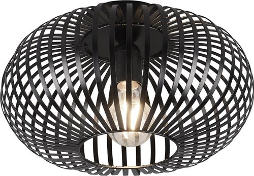 LED Plafondlamp - Plafondverlichting - Trion Johy - E27 Fitting - Rond - Industrieel - Mat Zwart - Aluminium - 30cm