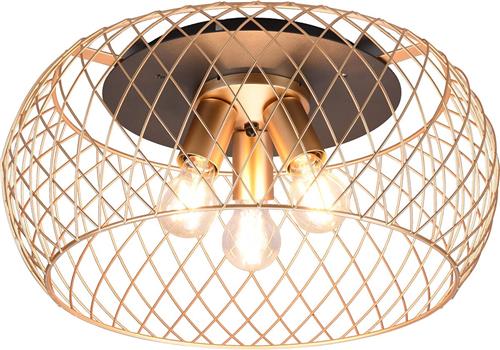 LED Plafondlamp - Plafondverlichting - Trion Tymon - E27 Fitting - 3-lichts - Rond - Mat Zwart/Goud - Aluminium