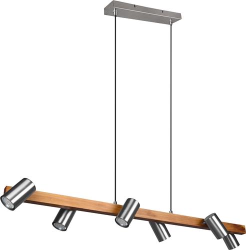 LED Hanglamp - Trion Milona - GU10 Fitting - 6-lichts - Rond - Mat Bruin/Nikkel - Aluminium