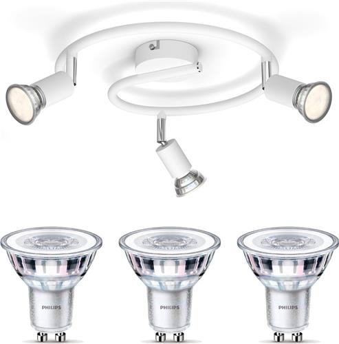 Philips Limbali Opbouwspot (Wit) - Warmwit Licht - Plafondspot met 3 Lichtpunten - GU10 - SceneSwitch - Eenvoudig Dimbaar met Je Klassieke Schakelaar