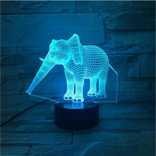 3D Led Lamp Met Gravering - RGB 7 Kleuren - Olifant