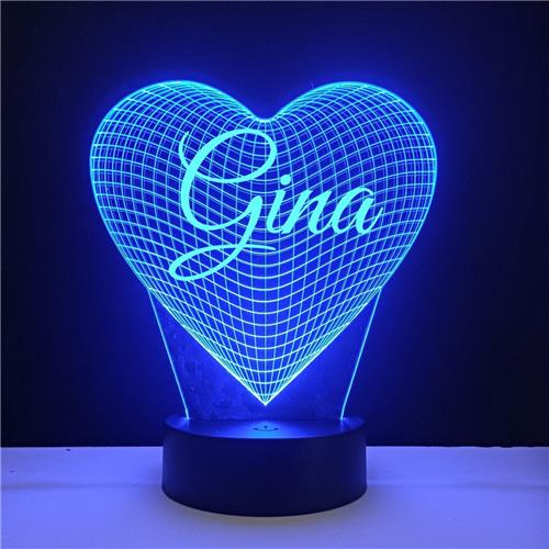 3D LED Lamp - Hart Met Naam - Gina