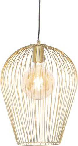 QAZQA wire - Design Hanglamp - 1 lichts - Ø 30 cm - Goud/messing - Woonkamer | Slaapkamer | Keuken