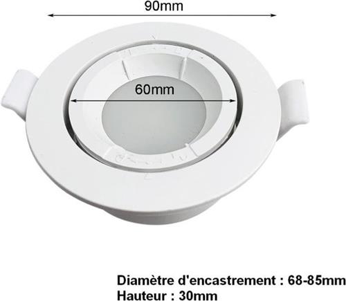 Support Spot Verzonken G U10 LED Verstelbaar Rond WIT (pak van 10) - Kunststof - Pack de 10 - SILUMEN